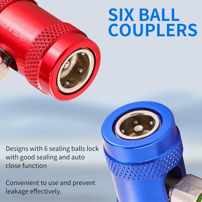 Tigbear R1234YF Quick Couplers, R1234YF Adapter Kit, High/Low Pressure Side R1234yf Manual Connector Kit for AC Charging - Image 3